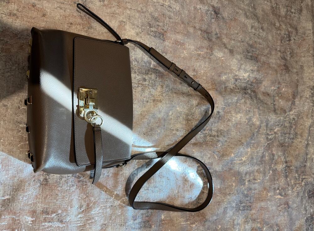 Salvatore Ferragamo Taupe Leather Crossbody Bag